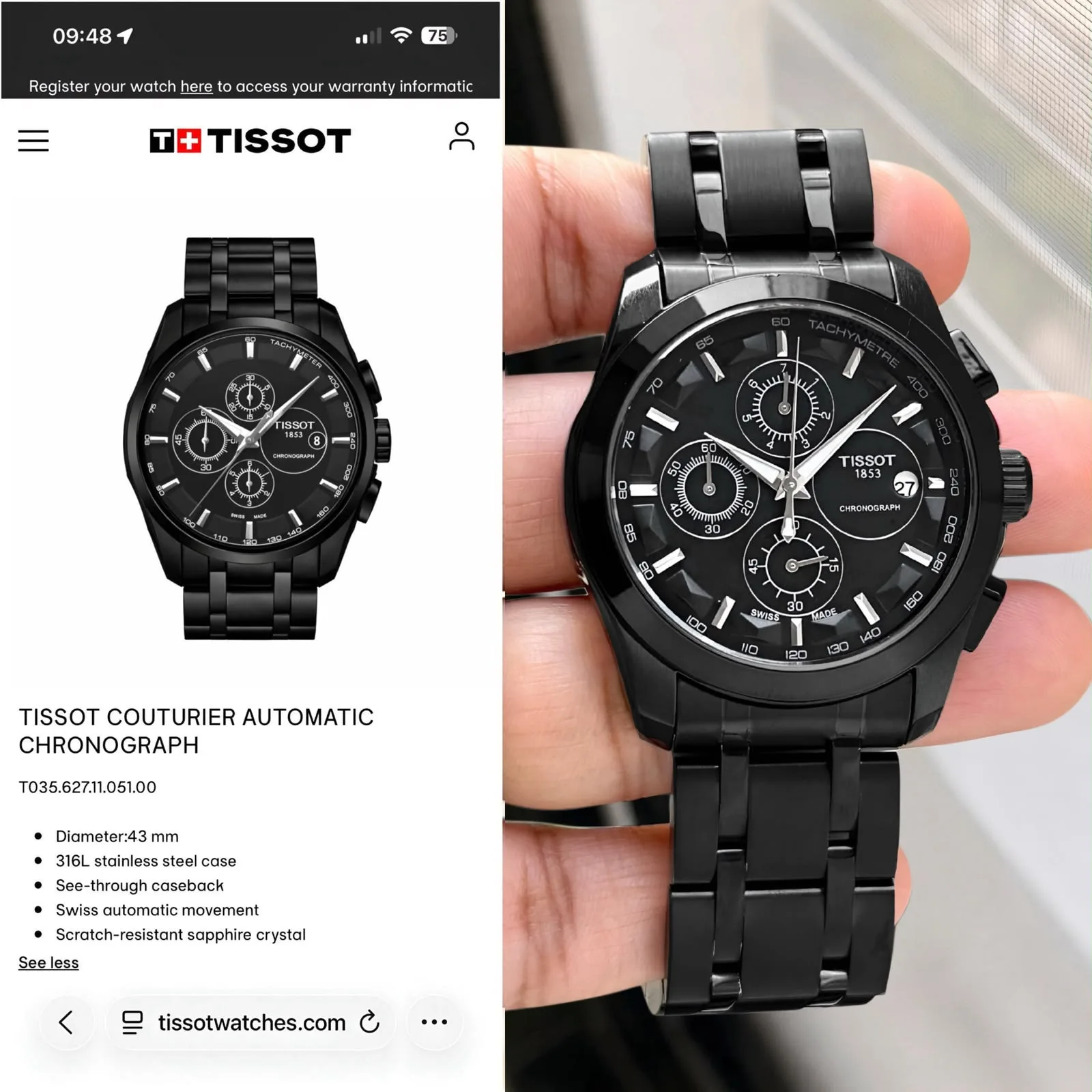 Tissot Black Couturier Chronograph