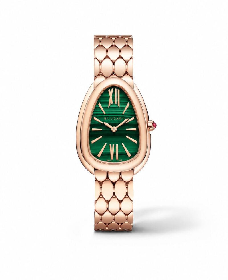 Bvlgari Serpenti Malachite Dial & Rose-Gold-Tone