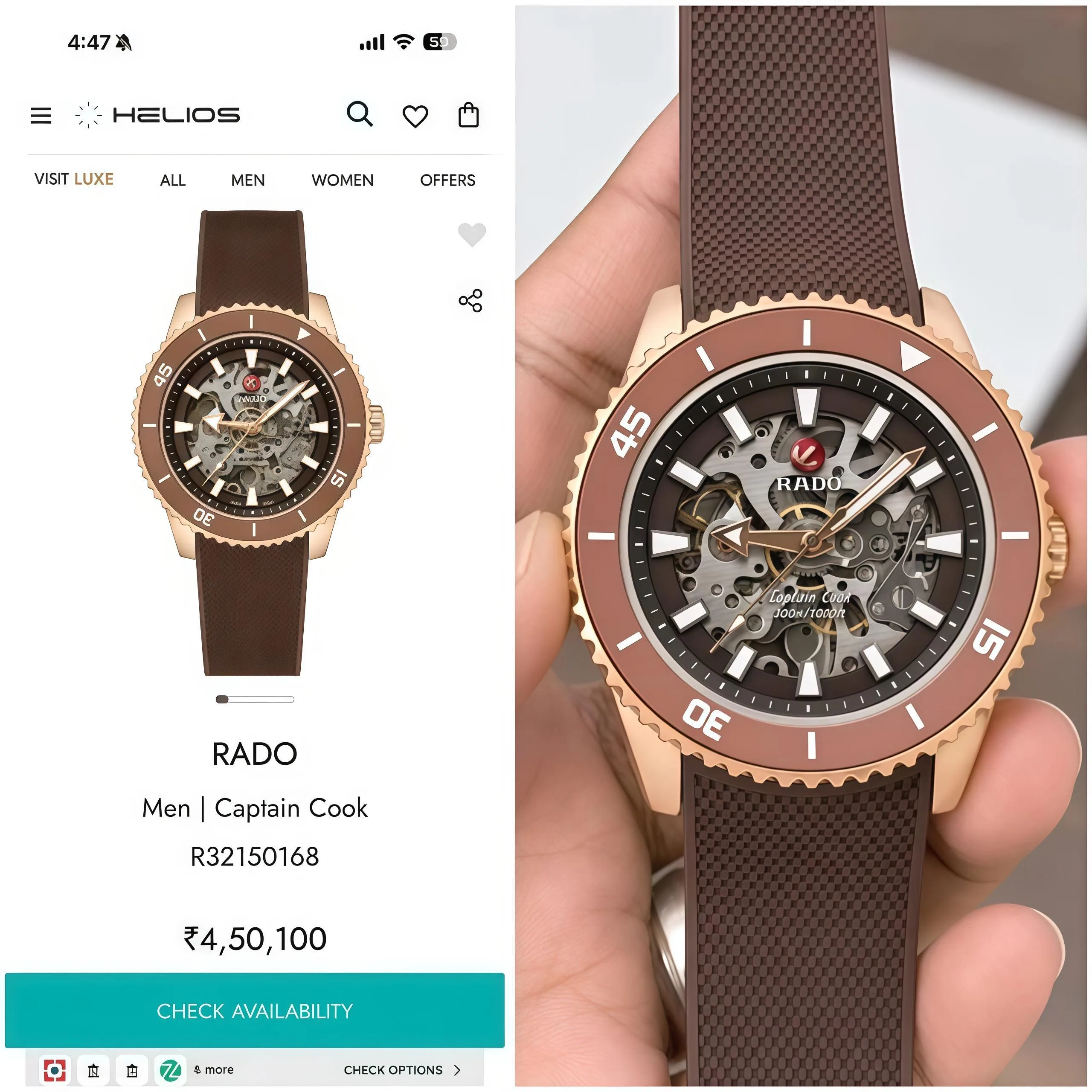 men Rado Captain Cook Automatic Open Heart