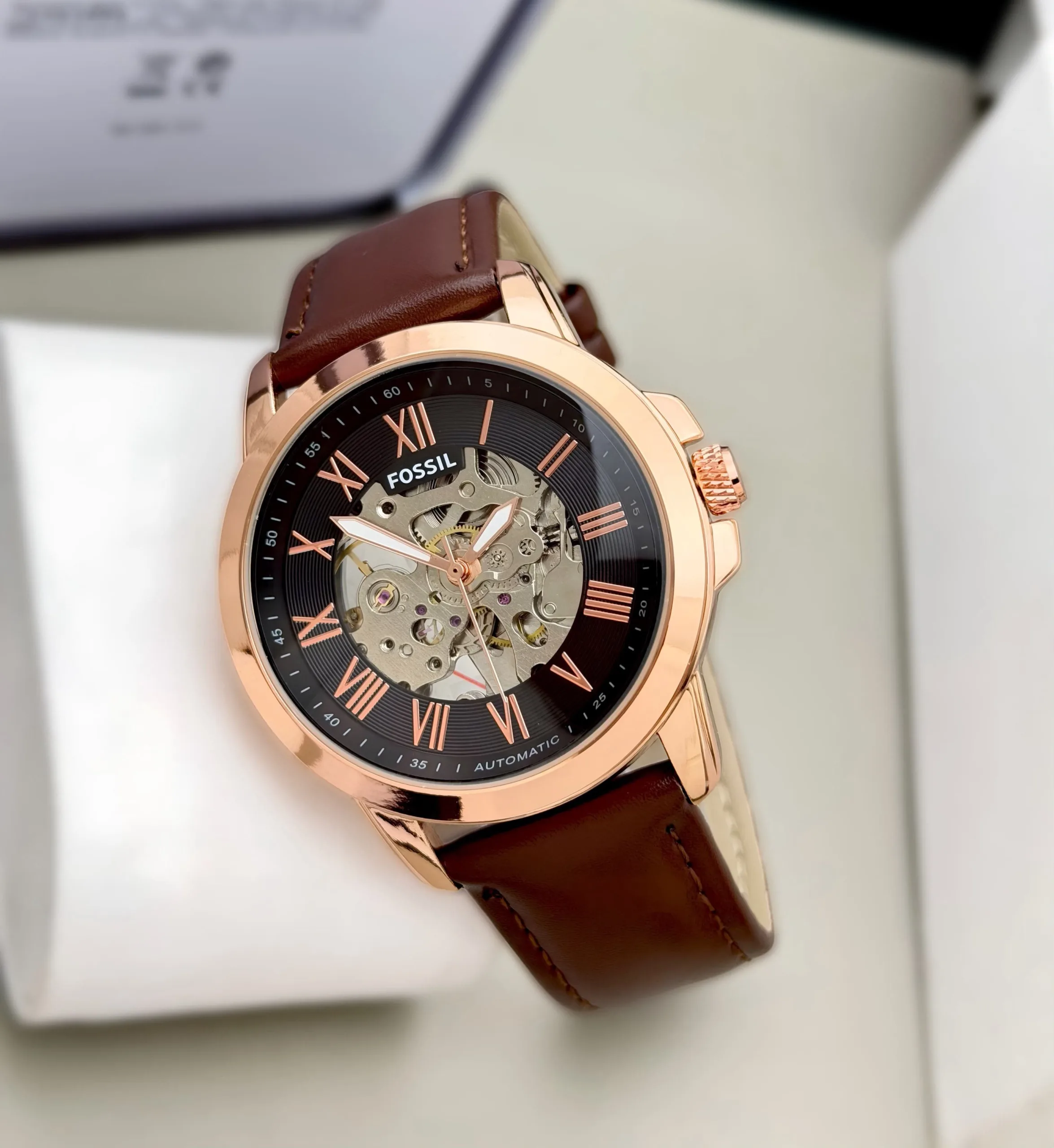 Fossil Roman Figures Tourbillon Open Automatic