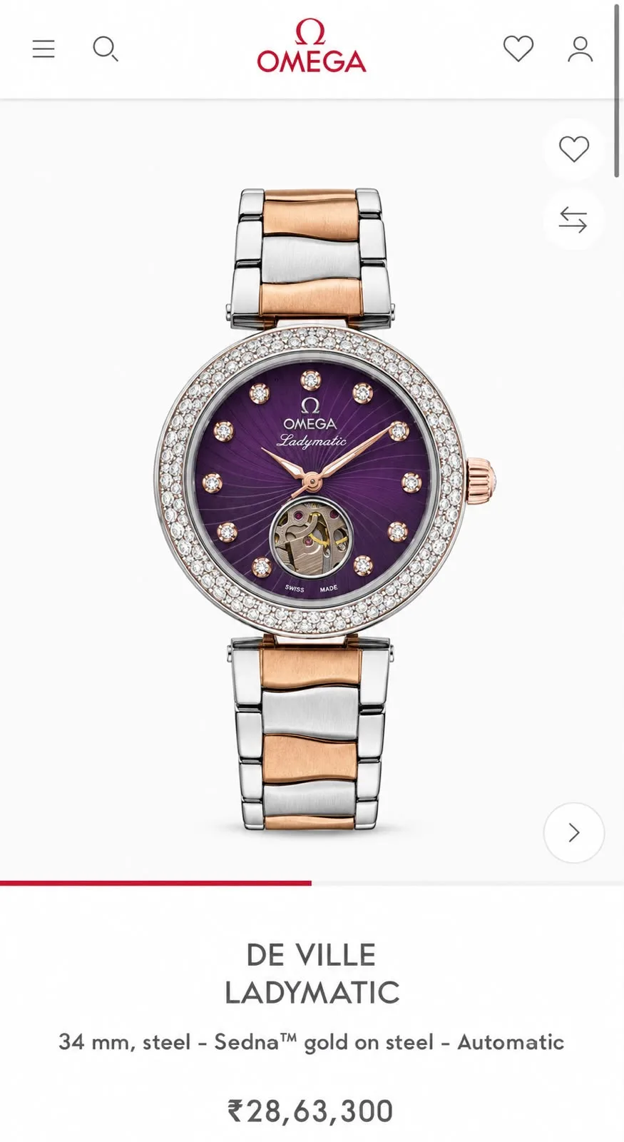 Omega Ladymatic Purple Dial - Image 3