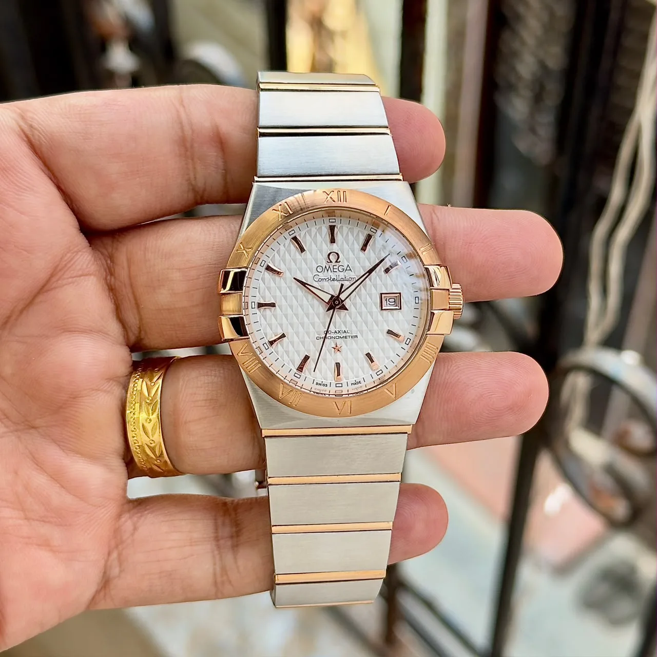 Omega Constellation White Textured Dial