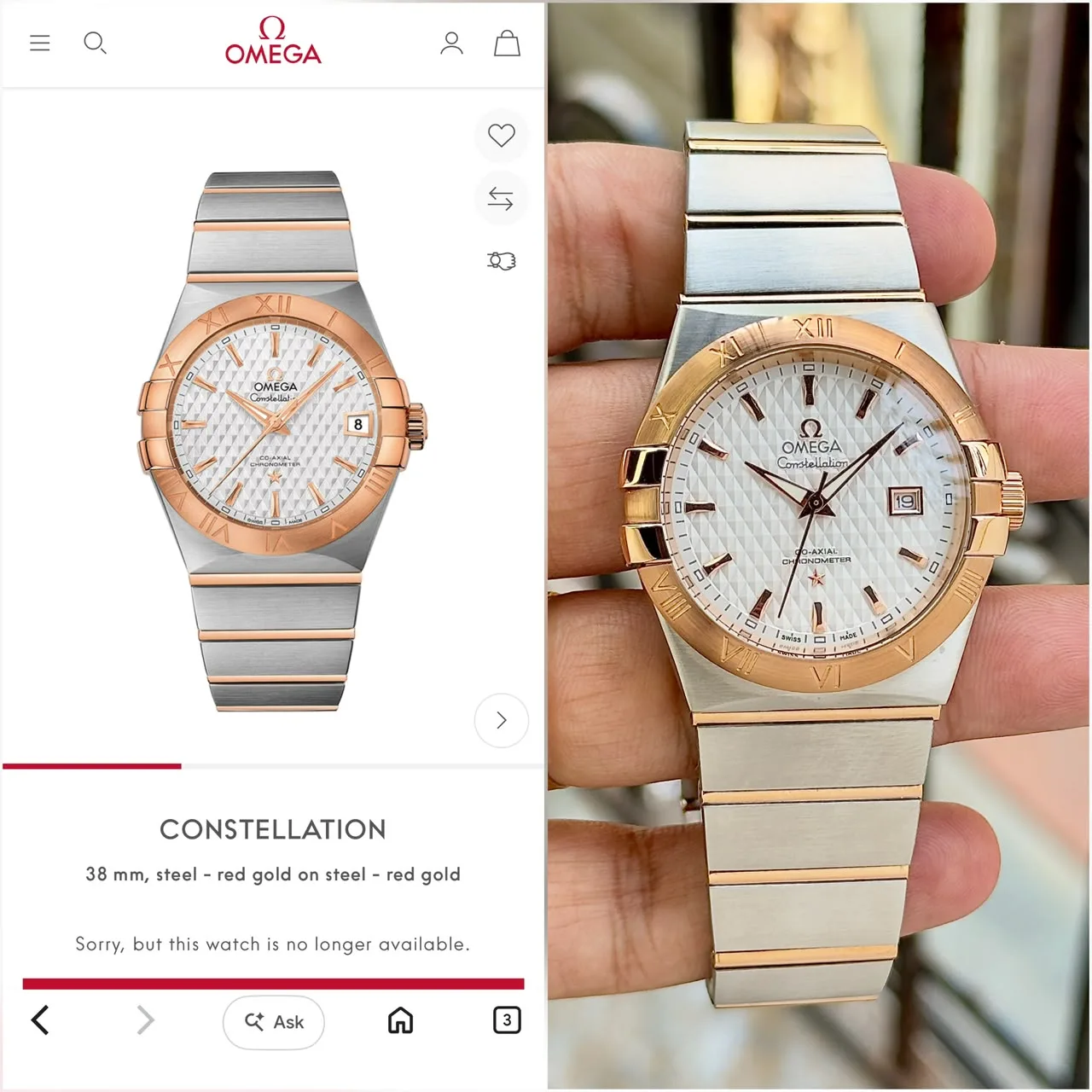 Omega Constellation White Textured Dial - Image 3