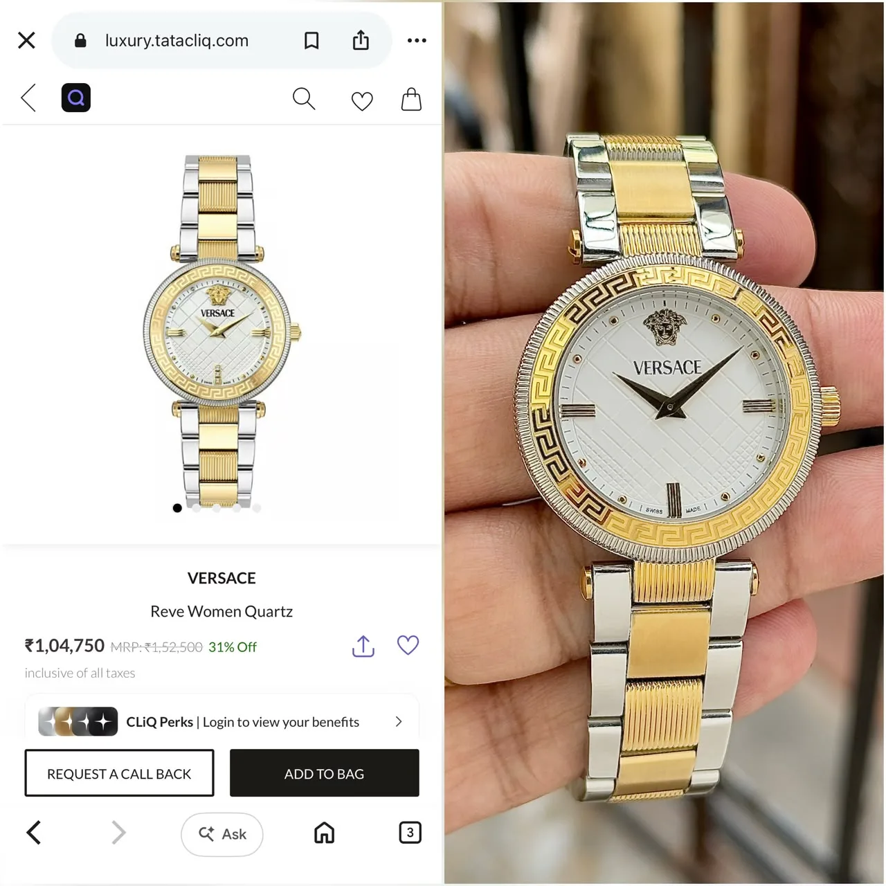 Versace Reve Two Tone White Dial - Image 3